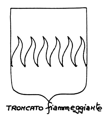 Image of the heraldic term: Troncato fiammeggiante